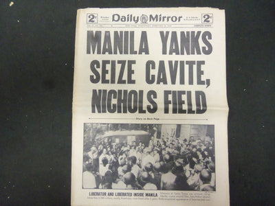 1945 FEBRUARY 14 NY DAILY MIRROR-MAILA YANKS SEIZE CAVITE, NICHOLS FIELD-NP 2226
