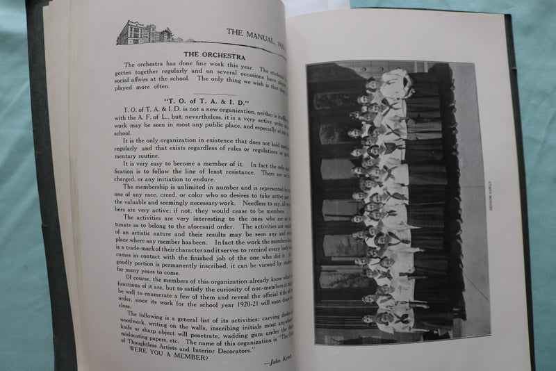 1920-1922 THE MANUAL-TRAINING H.S. PEORIA YEARBOOKS- LOT OF 2- SOFTCOVER- K 3346