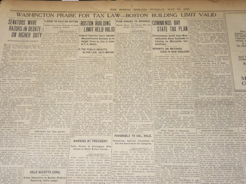 1909 MAY 18 THE BOSTON HERALD - DR. ELOT RETIRES LOWELL PRESIDENT - BH 403
