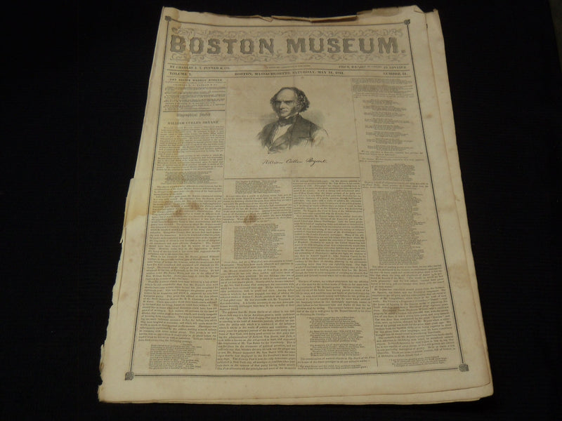 1851 MAY 31 THE BOSTON MUSEUM NEWSPAPER - WILLIAM CULLEN BRYANT - NP 9022