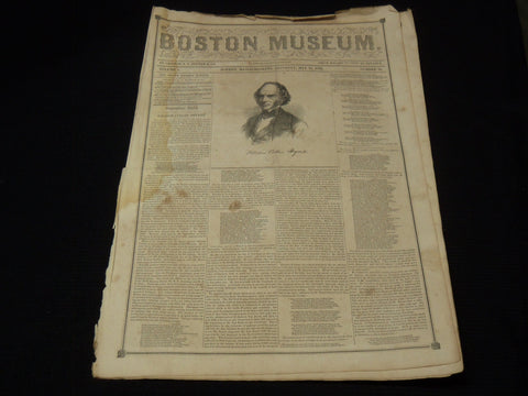 1851 MAY 31 THE BOSTON MUSEUM NEWSPAPER - WILLIAM CULLEN BRYANT - NP 9022