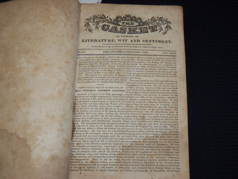 1828 JANUARY-DECEMBER THE CASKET LITERATURE MAGAZINE BOUND VOLUME - KD 703O