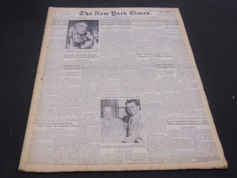 1953 JUNE 25 NEW YORK TIMES - DRISCOLL ASSAILS STAMLER DENIES MONEY - NT 4452