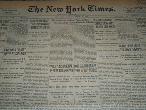 1932 MARCH 29 NEW YORK TIMES - 1000 SLAIN IN FLIGHT FROM SOVIET TERROR - NT 7448