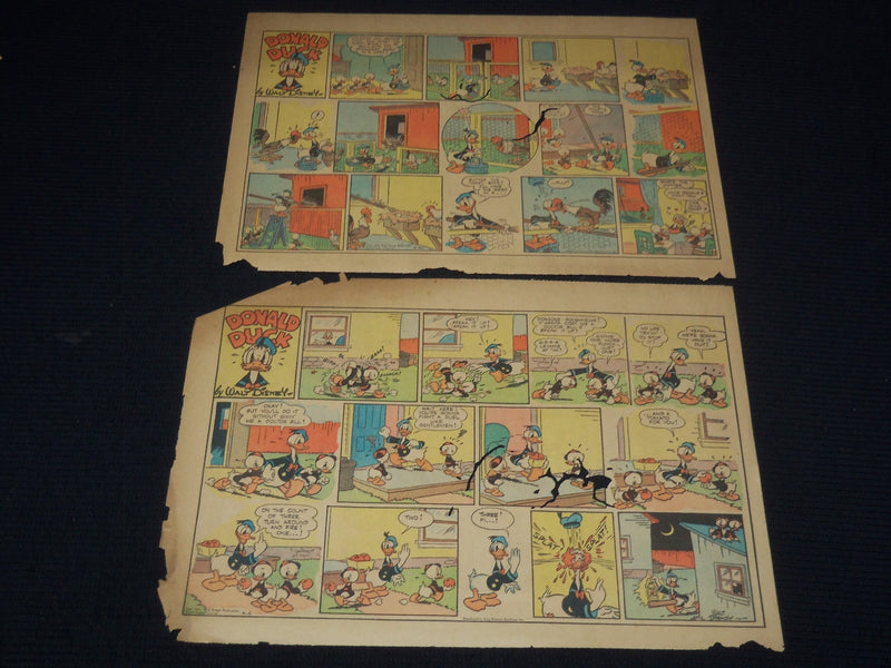 1940-1944 DONALD DUCK NEWSPAPER COLOR COMIC STRIPS - LOT OF 10 - NP 9179