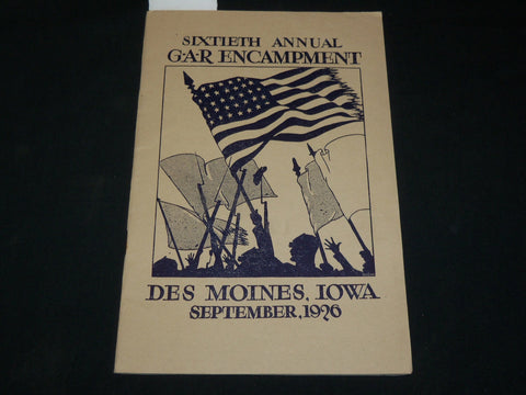1926 SEPTEMBER G-A-R ENCAMPMENT PROGRAM - DES MOINES - AMERICAN FLAG - J 6089