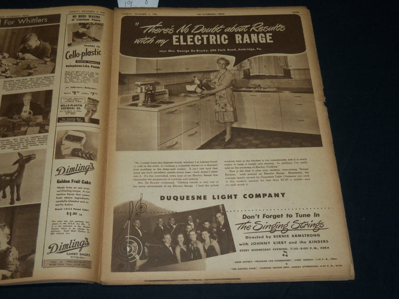 1945 DEC 9 THE PITTSBURGH PRESS SUNDAY ROTO SECTION - INGRID BERGMAN - NP 4553