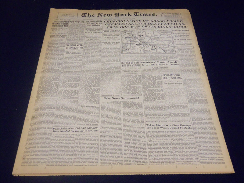 1944 DECEMBER 9 NEW YORK TIMES - CHURCHILL WINS GREEK POLICY - NT 3695