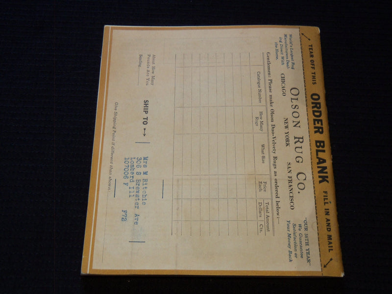 1930'S OLSON RUGS DUO VELVETY RUGS CATALOG - NICE ILLUSTRATIONS - J 7552