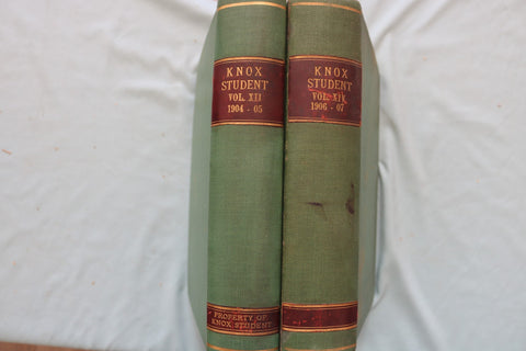 1904-1907 THE KNOX STUDENT HARDCOVER BOOKS - 2 VOLUMS - GALESBURG, IL - KD 9683