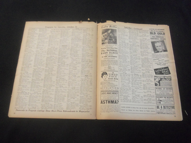 1935 OCTOBER 12 RADIO GUIDE MAGAZINE - LORETTA LEE ILLUSTRATED COVER - SP 9517C