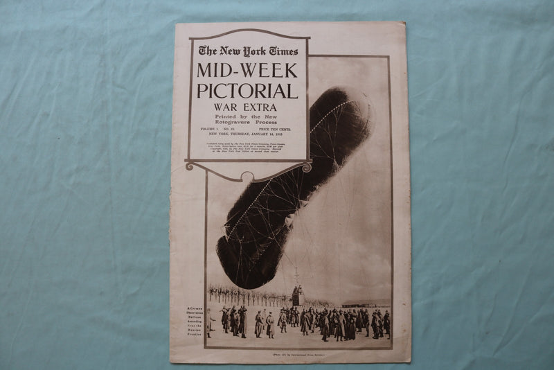 1915 JAN 14 NEW YORK TIMES MID-WEEK PICTORIAL WAR EXTRA- GERMAN BALLOON -NP 9124