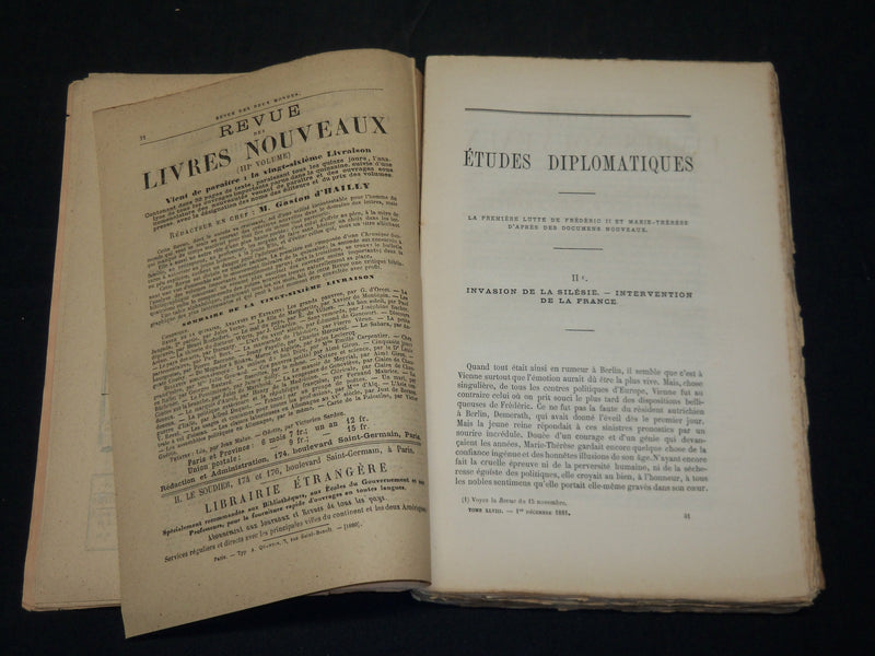 1881 REVUE DES DEUX MONDES FRENCH MAGAZINE LOT OF 2 ISSUES - WR 106G