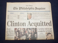 1999 FEBRUARY 13 PHILADELPHIA INQUIRER - CLINTON ACQUITTED - NP 7182
