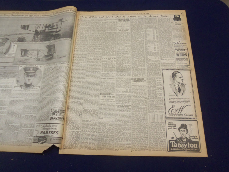 1919 MAY 17 NEW YORK TIMES - ALL 3 SEAPLANES NEARING THE AZORES - NT 9250