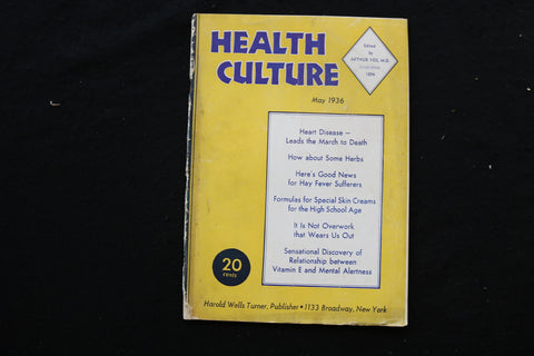 1936 MAY HEALTH CULTURE MAGAZINE - HEART DISEASE LEADS TO DEATH COVER - K 366
