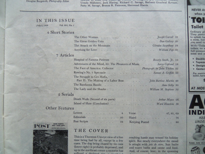 1959 JULY 4 THE SATURDAY EVENING POST MAGAZINE - JIMMY HOFFA ARTICLE - SP 2236
