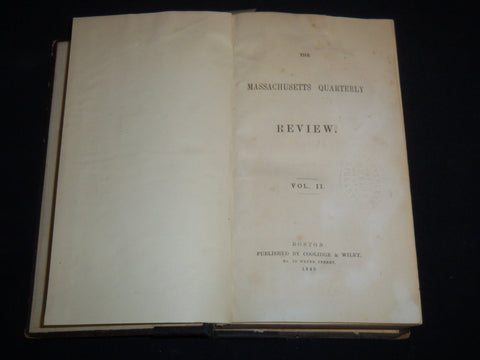 1849 THE MASSACHUSETTS QUARTERLY REVIEW BOUND VOLUME NO. 2 - KD 5633C