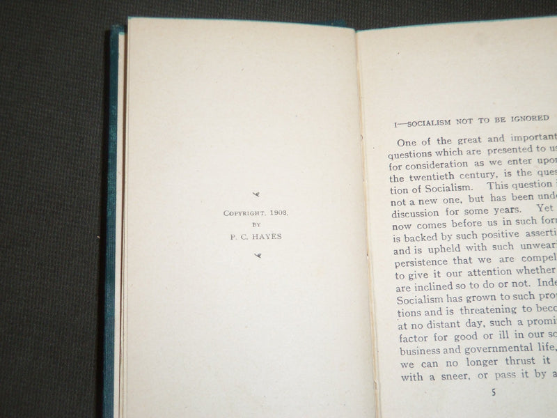 1903 SOCIALISM AND WHAT IT MEANS BY P. C. HAYES BOOK SIGNED BY AUTHOR - J 5192