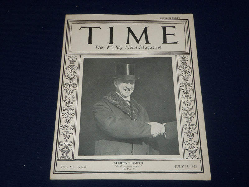 1925 JULY 13 TIME MAGAZINE - ALFRED E. SMITH COVER - T 48