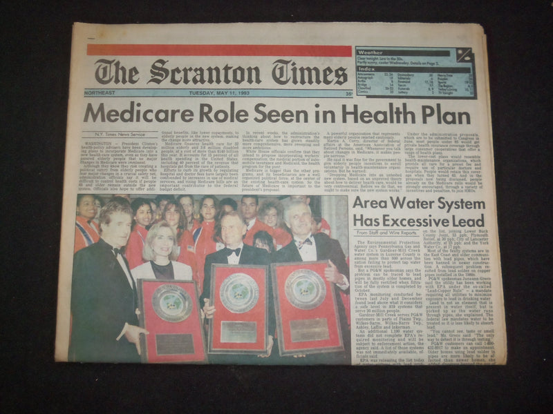 1993 MAY 11 THE SCRANTON TIMES NEWSPAPER - MEDICARE ROLE IN HEALTH PLAN- NP 8337