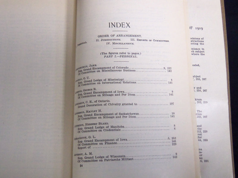 1919 THE SOVEREIGN GRAND LODGE I. O. O. F. PROCEEDINGS - BALTIMORE MD - J 8657