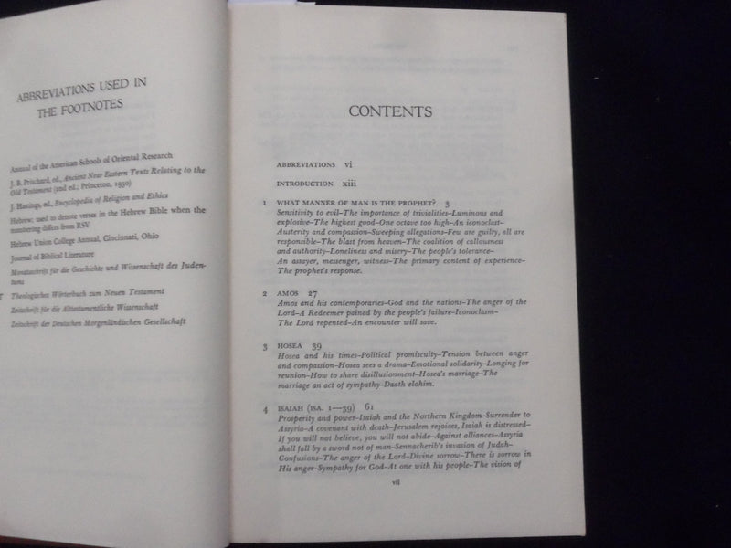 1962 THE PROPHETS HARDCOVER BOOK BY ABRAHAM J. HESCHEL - FIRST EDITION - KD 8938