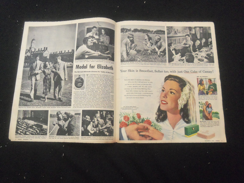 1947 NOV 2 SYRACUSE HERALD AMERICAN PARADE MAGAZINE - ELIZABETH TAYLOR - SP 886Z