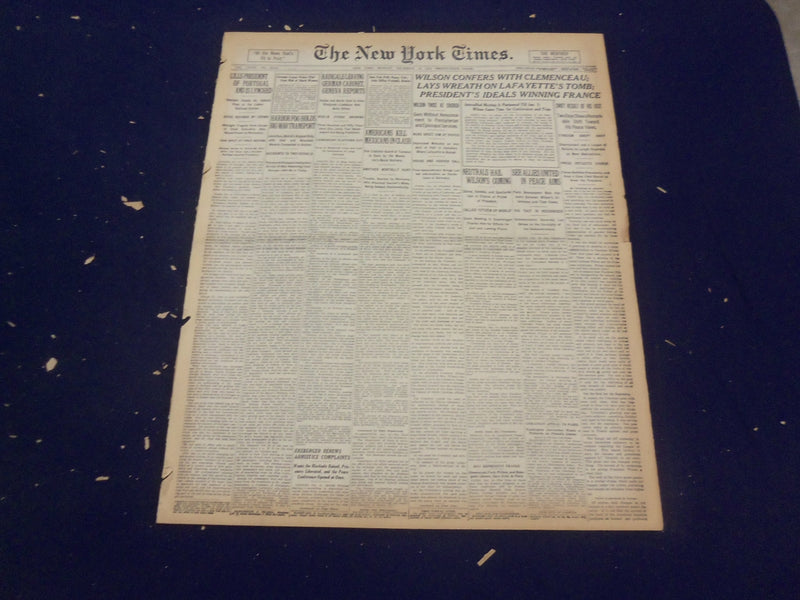 1918 DECEMBER 16 NEW YORK TIMES - WILSON CONFERS WITH CLEMENCEAU - NT 9185
