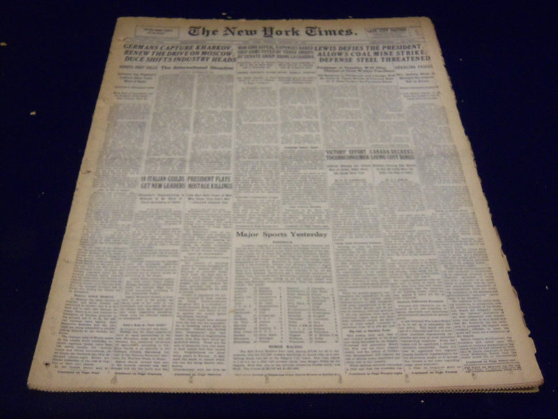 1941 OCT 26 NEW YORK TIMES - LEWIS DEFIES PRESIDENT, COAL MINERS STRIKE- NT 1380