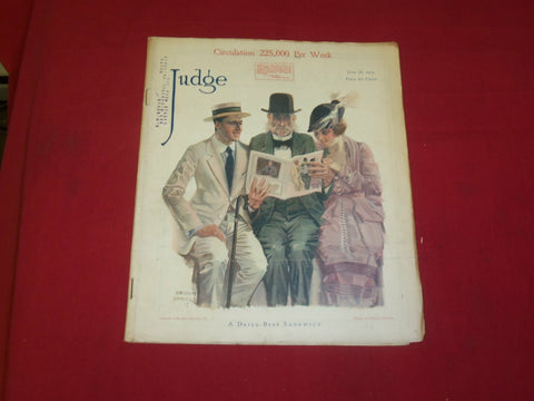 1919 JUNE 28 JUDGE MAGAZINE - A DRIED-BEEF SANDWICH - ILLUSTRATIONS - B 6085