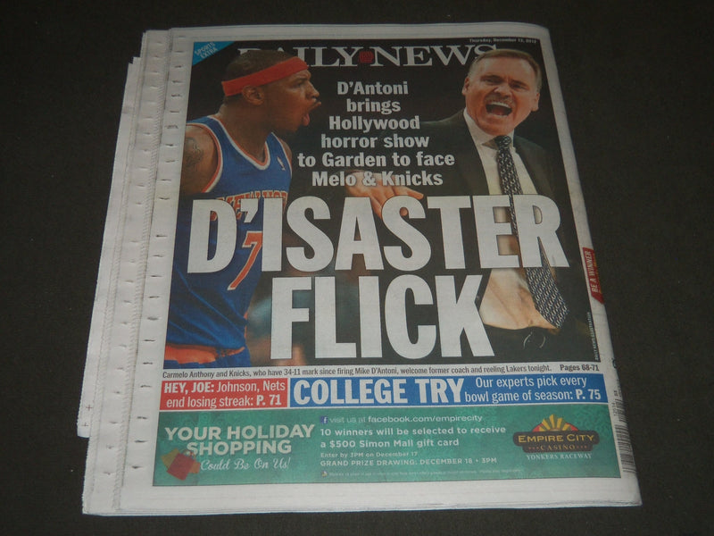 2012 DEC 13 NEW YORK DAILY NEWS - SHELTER FROM THE STORM - SPRINGSTEEN- NP 2454