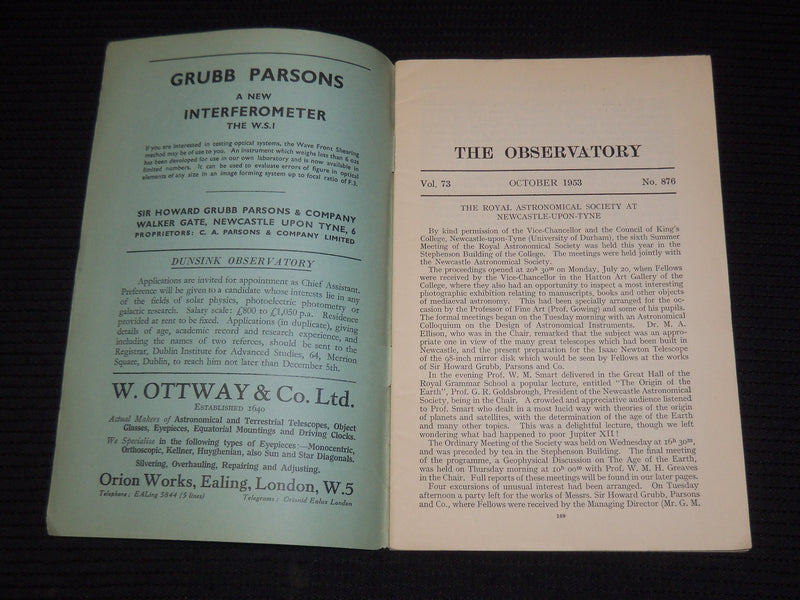 1937-1953 THE OBSERVATORY MONTHLY REVIEW OF ASTRONOMY MAGAZINE LOT OF 20- O 2827