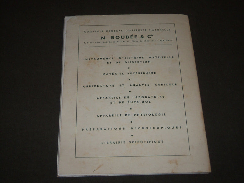 1961 N. BOUBEE & CIE. COLLECTIONS D'HISTOIRE NATURELLE FRENCH CATALOGUE - FR 507
