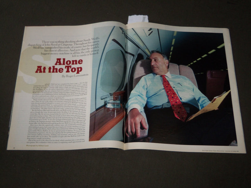2000 AUGUST 27 NEW YORK TIMES MAGAZINE SECTION - SANDY WEILL COVER - J 3093