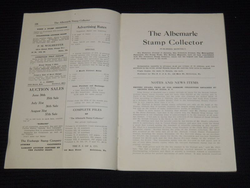 1922-1923 THE ALBERMARLE STAMP COLLECTOR MAGAZINE LOT OF 7 ISSUES - O 1134M
