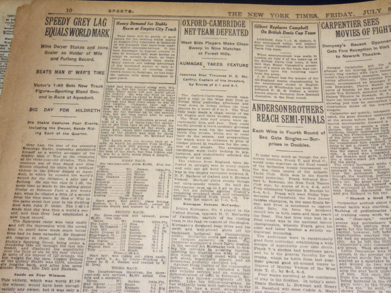 1921 JULY 8 NEW YORK TIMES NEWSPAPER- WARSHIPS ARRIVE, TAMPICO EXCILED - NT 8697