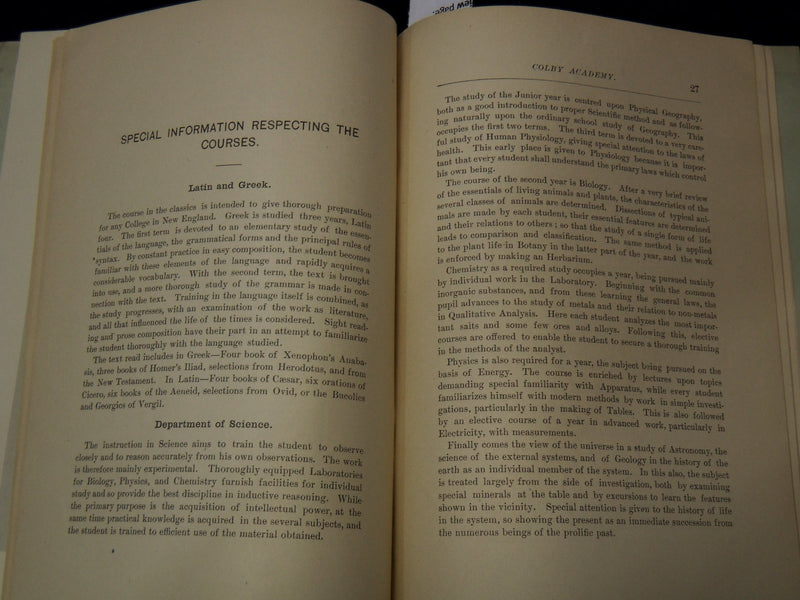 1894 COLBY ACADEMY CATALOGUE - NEW HAMPSHIRE - K 2711