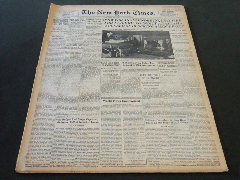 1951 MARCH 21 NEW YORK TIMES - O'DWYER AGAIN UNDER INQUIRY FIRE - NT 5943