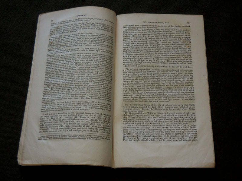 1843 MEMOIR OF REV. EBENEZER FITCH D. D. BOOK BY REV. CALVIN DURFEE - J 6158