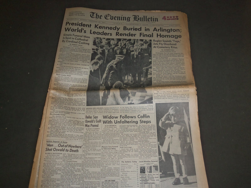 1963 NOV 25 PHILADELPHIA EVENING BULLETIN - JFK BURRIED IN ARLINGTON - NP 3169
