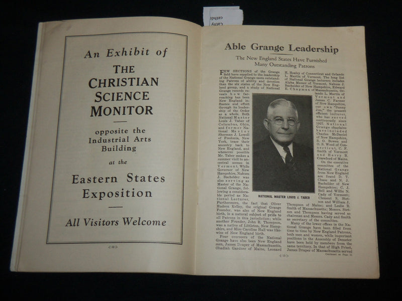1938 NEW ENGLAND THE GIBRALTAR OF THE GRANGE BUILDING PROGRAM - J 6635