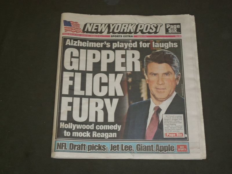 2016 APRIL 29 NEW YORK POST NEWSPAPER - WILL FERRELL - REAGAN ALZHEIMER'S MOVIE
