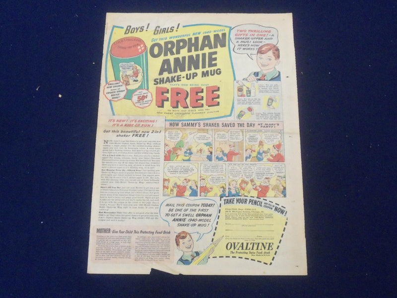 1933-1940 OVALTINE FULL PAGE COLOR COMICS ADS - LOT OF 7 - NP 5255