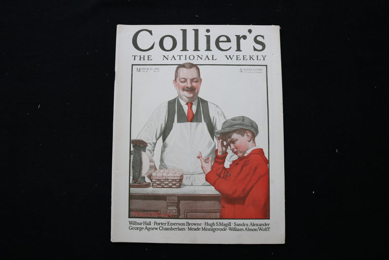 1920 MARCH 27 COLLIER'S MAGAZINE - SALESMAN AND BOY IN STORE COVER - E 10977