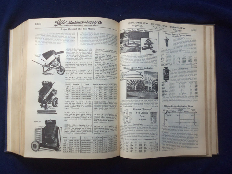 1949 GLOBE MACHINERY AND SUPPLY CO. HARDCOVER CATALOG NO. 50 - IOWA - R 98H