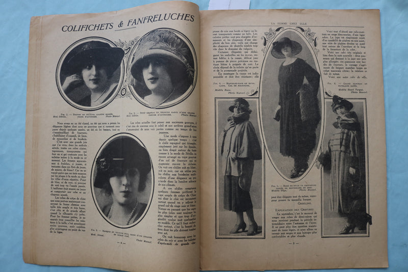 1921 LA FEMME CHEZ ELLE MAGAZINE - FRENCH FASHION - LOT OF 2 - K 2530