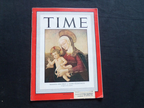 1947 DECEMBER 29 TIME MAGAZINE- MADONNA AND CHILD BY ALESSO BALDOVINETTI -T 1155