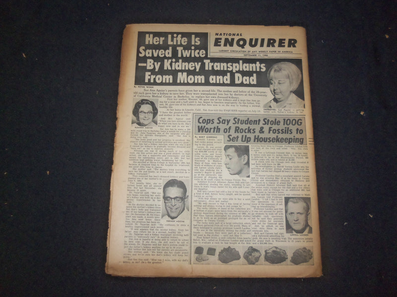 1966 SEP 11 NATIONAL ENQUIRER NEWSPAPER - LBJ'S BROTHER DRUNK, ARRESTED- NP 7422