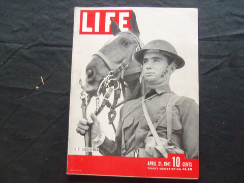 1941 APRIL 21 LIFE MAGAZINE - U.S CAVALRYMAN - L 231